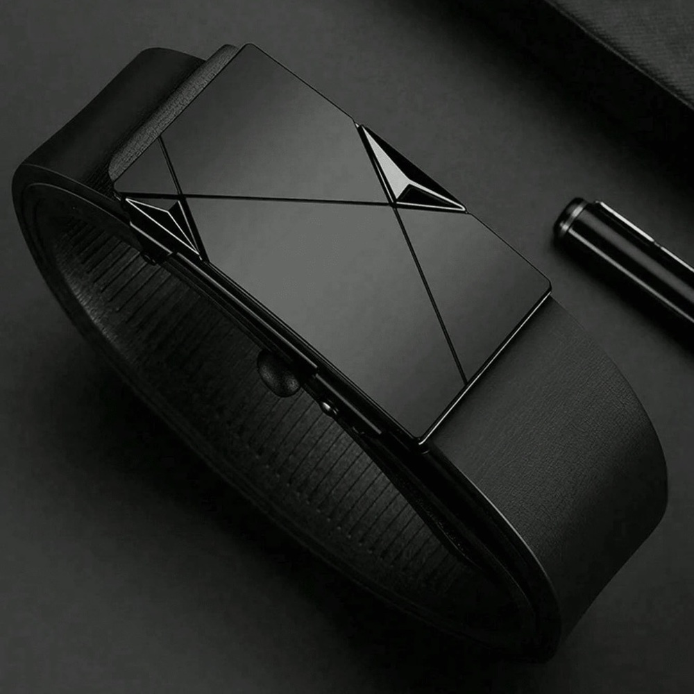 Men's Business Alloy Buckle Belt, Fashion Waist Belt For Jeans (PU Leather)